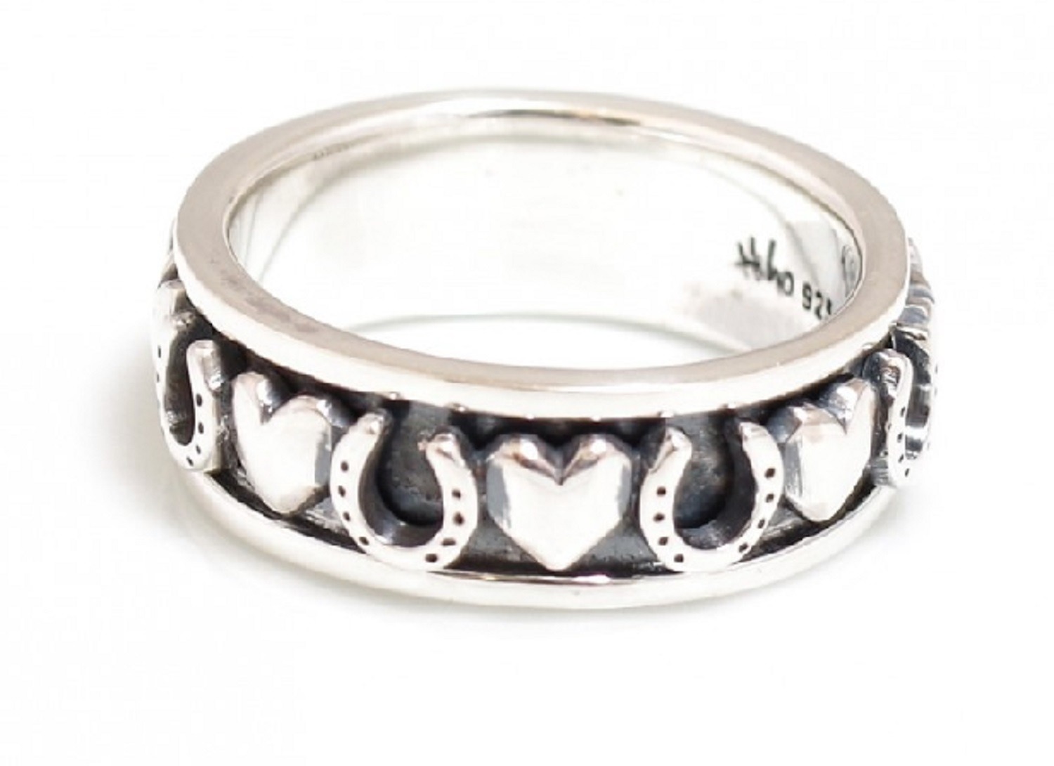 HiHo Exclusive Sterling Silver Hearts & Horseshoes Spinner Ring
